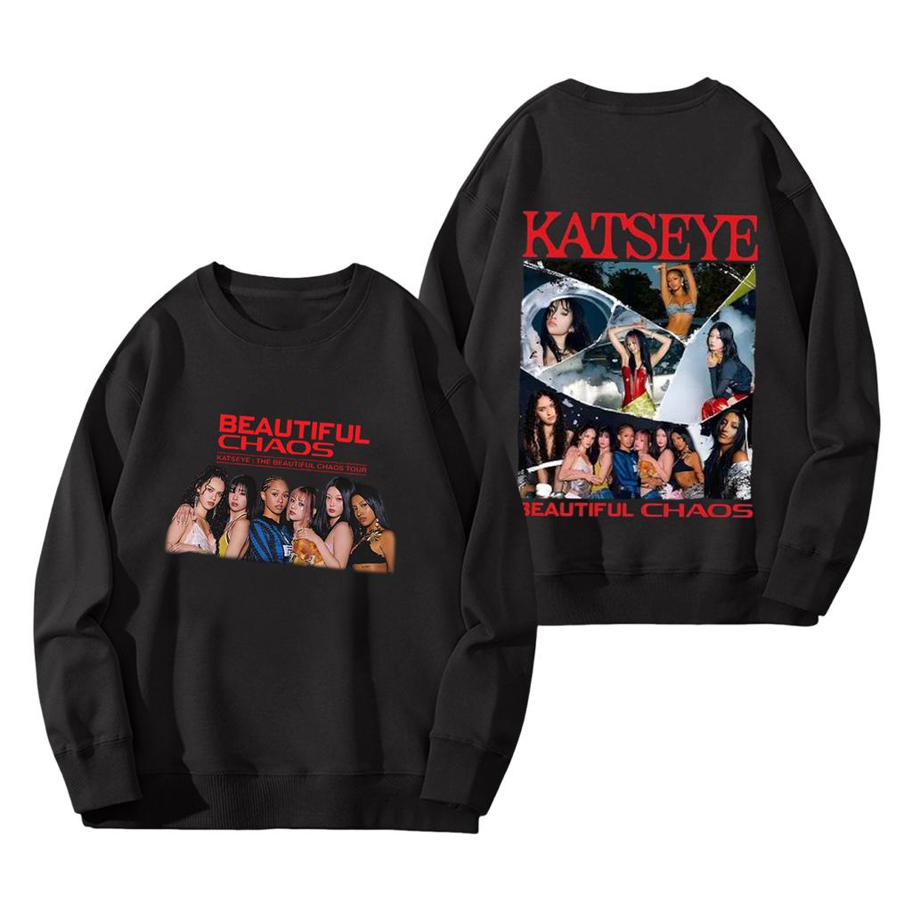 Women's Fashion Long Sleeve Print Round Neck Loose Pullover Sweater Top