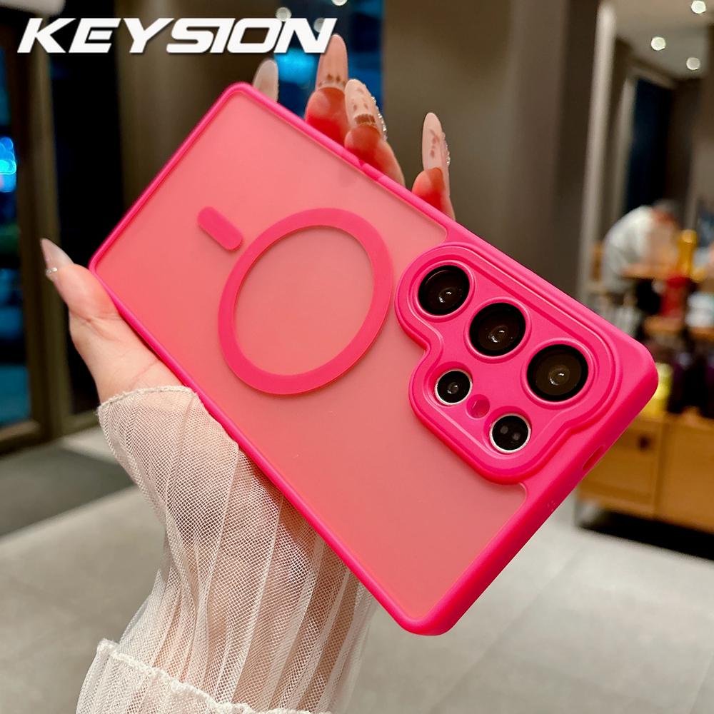 KEYSION Luxury Matte Translucent Magnetic Case for Samsung Galaxy S25 S26 Ultra 5G S26+ S25 FE Shockproof Armor Phone Cover