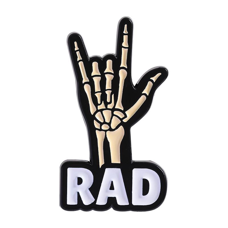 

I M RAD Enamel Pins Custom Skeleton Palm Brooches Lapel Badges Clothes Punk Jewelry Gift for Friends