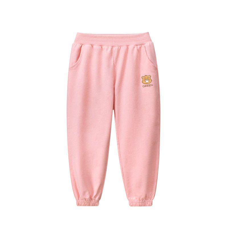 Осенние стильные спортивные брюки с милым мишкой для детей Pink 140
