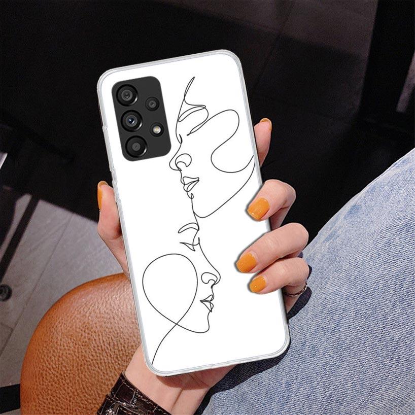 Abstract Line Women Face Phnoe Case for Samsung Galaxy A17 A37 A57 A16 A26 A36 A56 A15 A14 A13 A55 A54 A53 A35 A34 A33 A25 A24 A