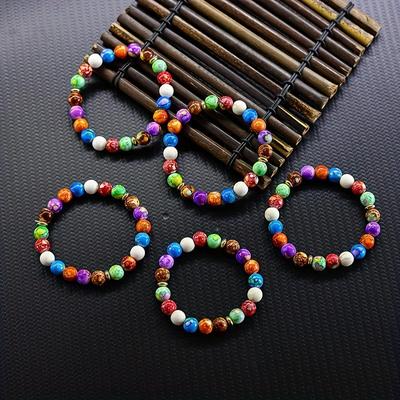 Boho-Stil Buntes Steinperlen Halsketten- & Armband-Set aus Japan und Südkorea.