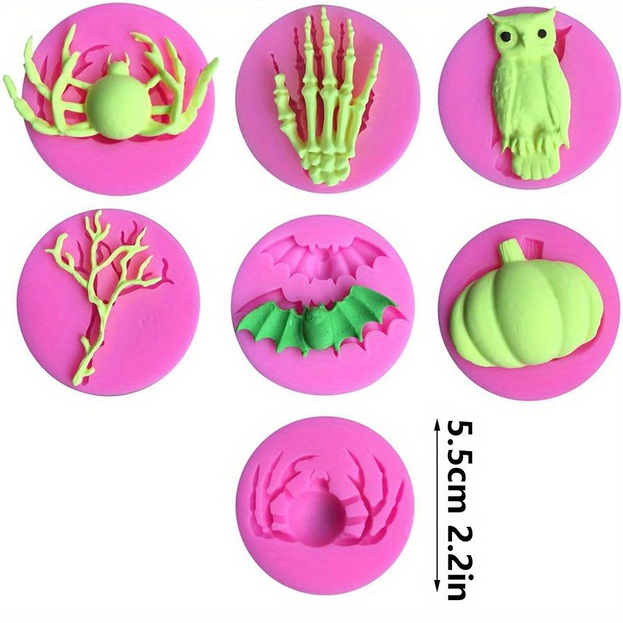 2.2" Halloween Silicone Fondant Molds for Cake & Cupcake Chocolate Pumpkin Skull Hand Bat Owl Branch Spider Candy Molds JXB