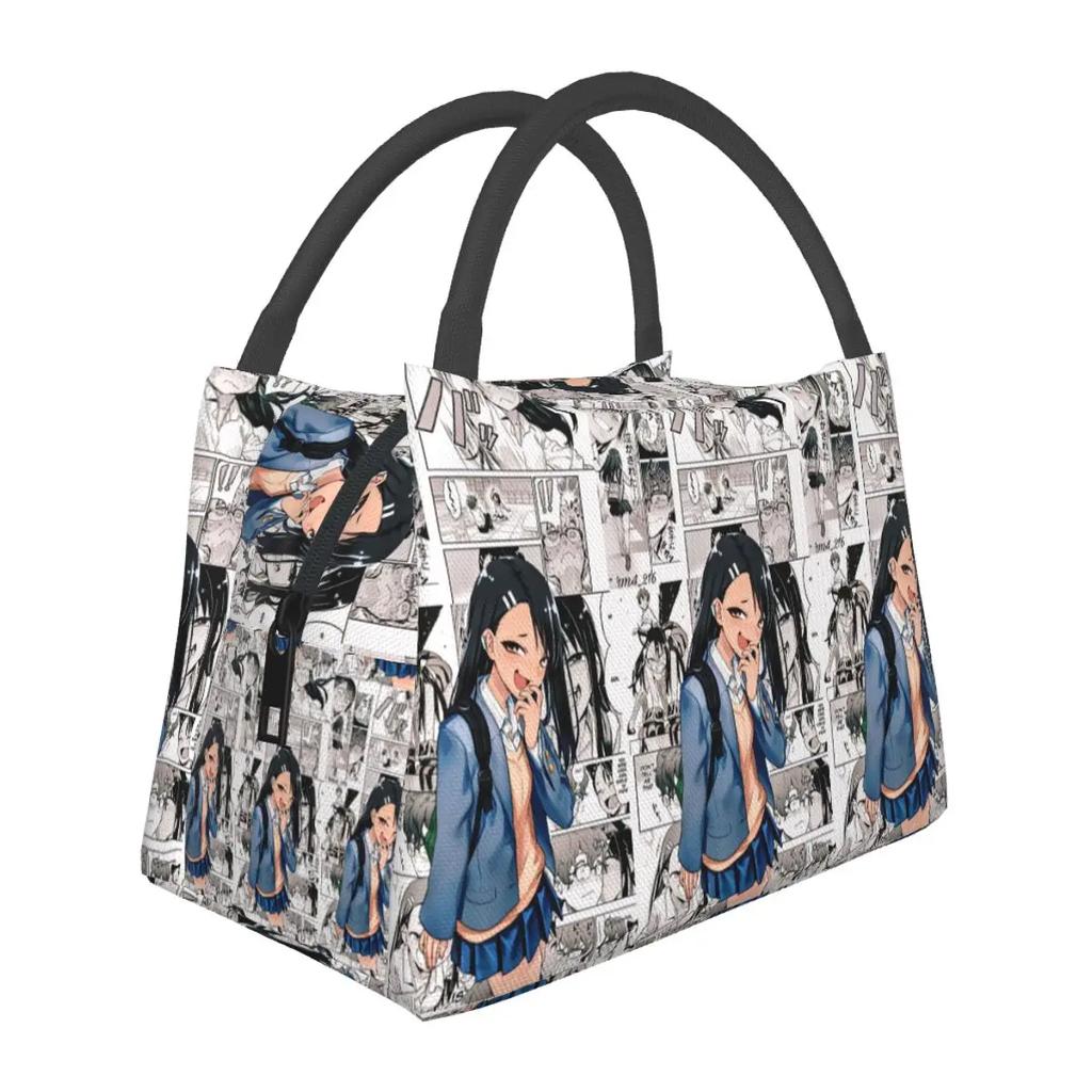 Lunchtaschen Damen Spiel nicht mit mir Miss Nagatoro Thermische Kühltaschen Picknick Reise Die Königin der Folter Liebe Canvas Lunchbox
