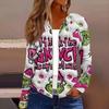 Women's Fashion Christmas Print Casual Zip-Up Long-Sleeved Hooded Jacket