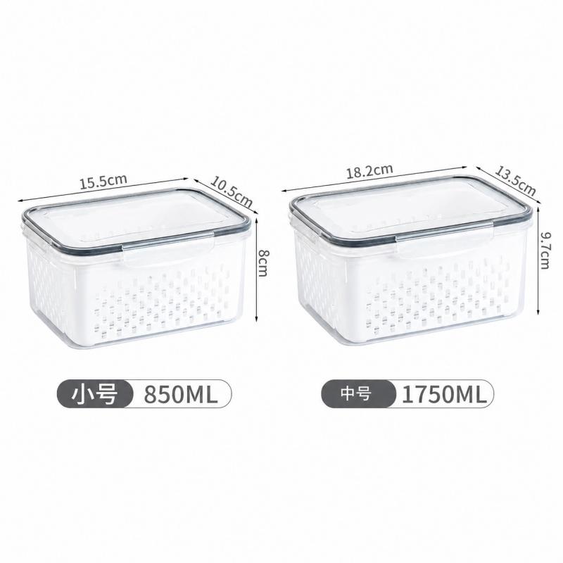 Simple and Durable Food Sealed Fresh-keeping Box Food-grade Fruit and Vegetable Drain Storage Box Freezer Storage Box with Lid