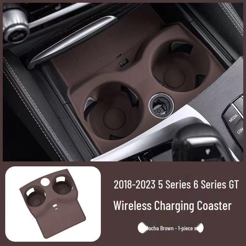 Wireless Charging Non-Slip Silicone Cup Holder Mat for BMW 3 & 5 Series (530li, 325li, 330li)