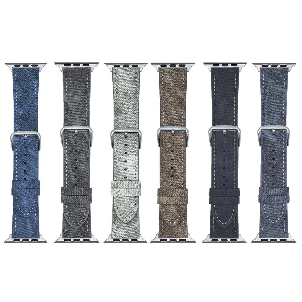 Watch Bands For Apple Watch Series 10 9 8 7 SE 6 5 4 3 2 1 42mm 41mm 40mm 38mm Leather Wrist Strap with Steel Buckle