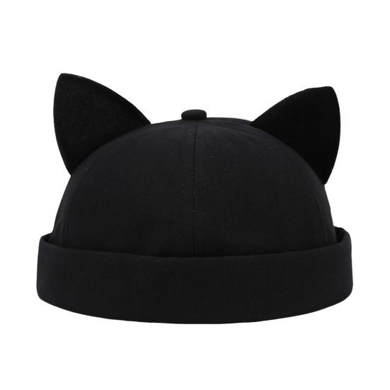 Adjustable Streetwear Cap Brimless Cat Ear Hat, Cute Docker Cap, Skullcap, Stylish Size Street Hat Sailor for Women Men Casual Wear Durable