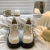 Women'S Platform High Heel Mary Jane Leather Shoes  Spring Autumn New Vintage British Height Increase Lace Up Loafers