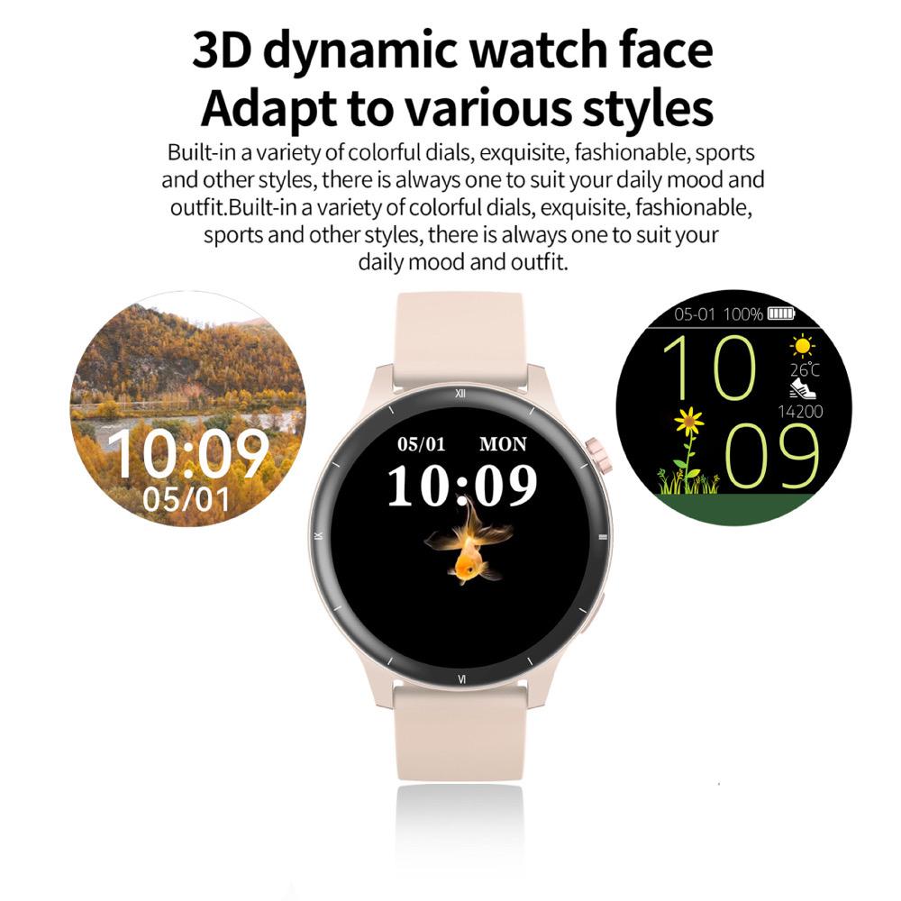 Clock Luxury Smart Watches Sports Fitness Lady Voice Assistant Blue Tooth Call 3D Dynamic Watch Face IP68 Waterproof Smartwatch