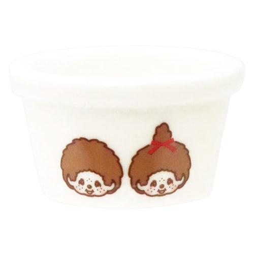 Monchhichi" Cocotte with Lid, Small Bowl, Approx. 7 X 4 Cm Diameter, Check Pattern, White, Made In Japan, Product Number 712104