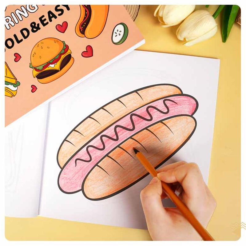 40 de pagini Mâncare Fructe Carte de colorat Desene animate Doodles Activitate de artă creativă Copii Desenează Jucărie de pictură