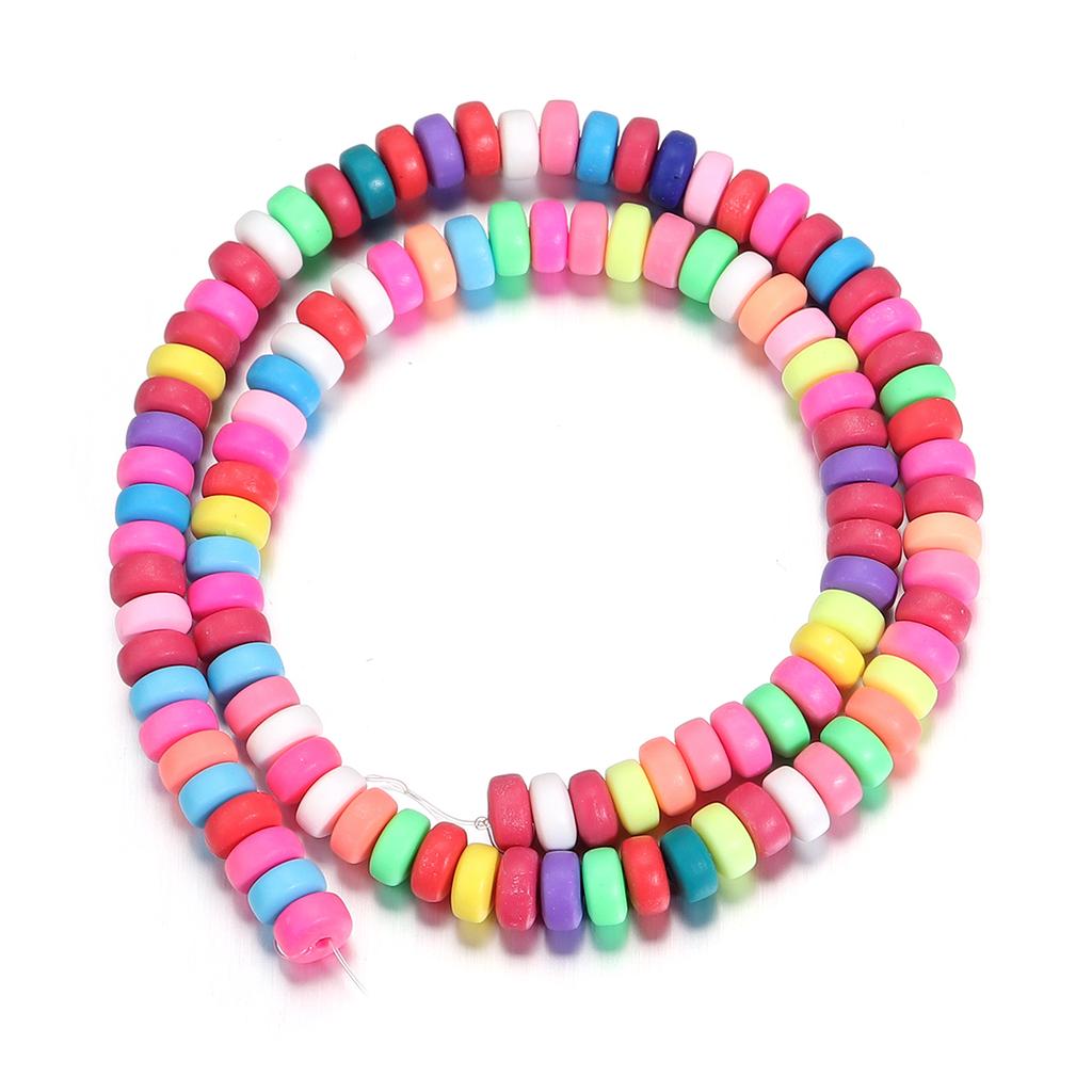 1String Polymer Clay Beads Colorful Loose Spacer Flat Round Beads For DIY Bracelet Necklace Charm Jewelry Accessories Wholesale
