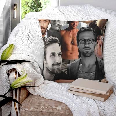 Ryan Gosling Collage Square Pillowcase Pillow Cover Polyester Cushion Zip Decorative Comfort Throw Pillow for Home Car