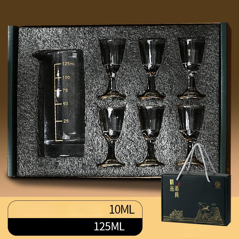 Super Cheap Shot Glasses Set Gift Box European Classic Clear Baijiu Cup Suit 1 Pc Decanter 6 Pc Shot Cup Vodka Liquor Bullet Cup