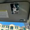 1pc Car Sun Visor Photo Holder - Durable PP Material, Transparent Design with White Border & Golden Corners,