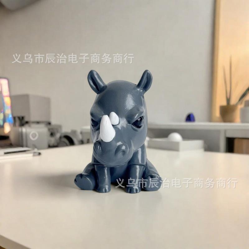 New Angry Little Rhino Resin Statue Ornament for Home and Office Tabletop Ornaments