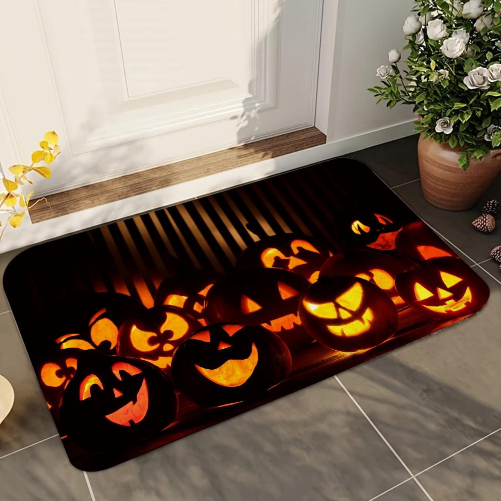 1pc V- Halloween 3D Visual Clown Absorbent Mats Anti-Slip Mats Home Decor Supplies Carpets Home Kitchen Floor Mats