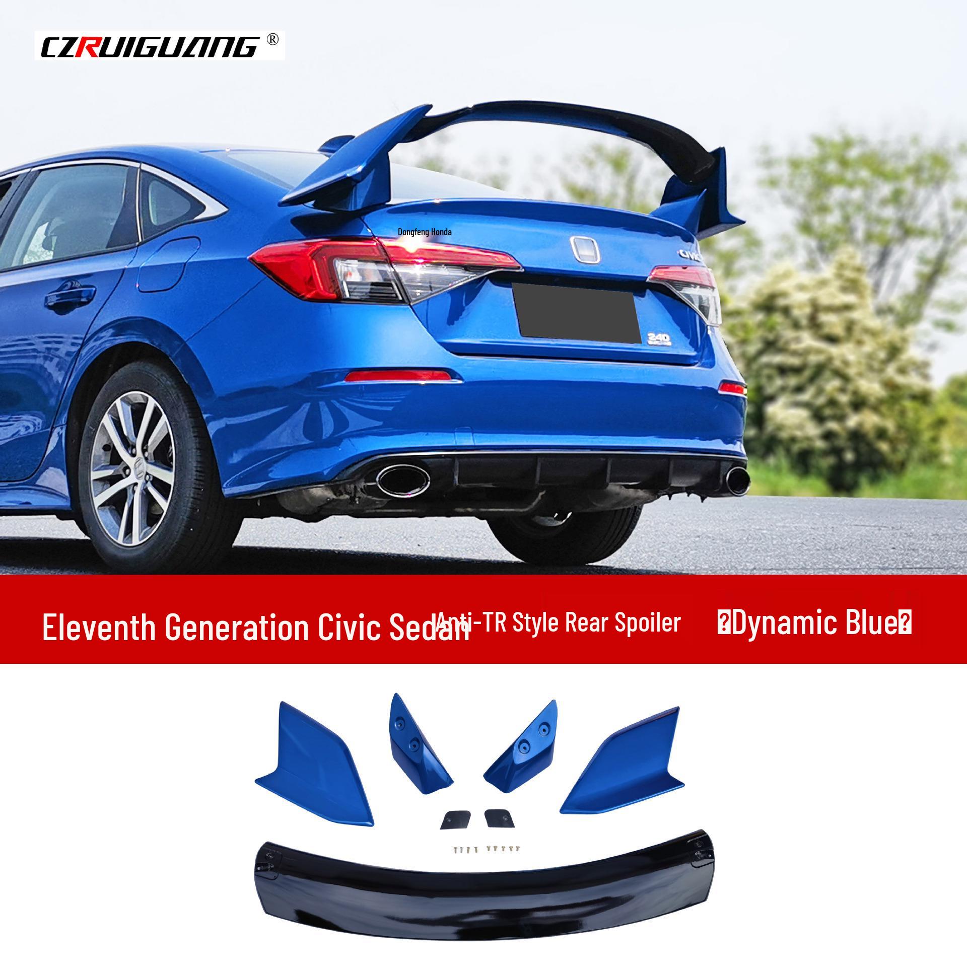 Спойлер TR для седана Civic 22-й модели: Заднее антикрыло и спортивный обвес для Type R одиннадцатого поколения Unpolished, Unpainted