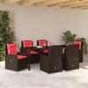 Garden Dining Set with Cushions 7 Pcs Brown Poly Rattan