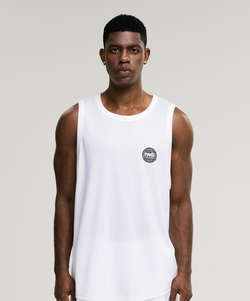 Leijibi Muscle Mesh Jersey Oversized M Sleeveless Tank Top White