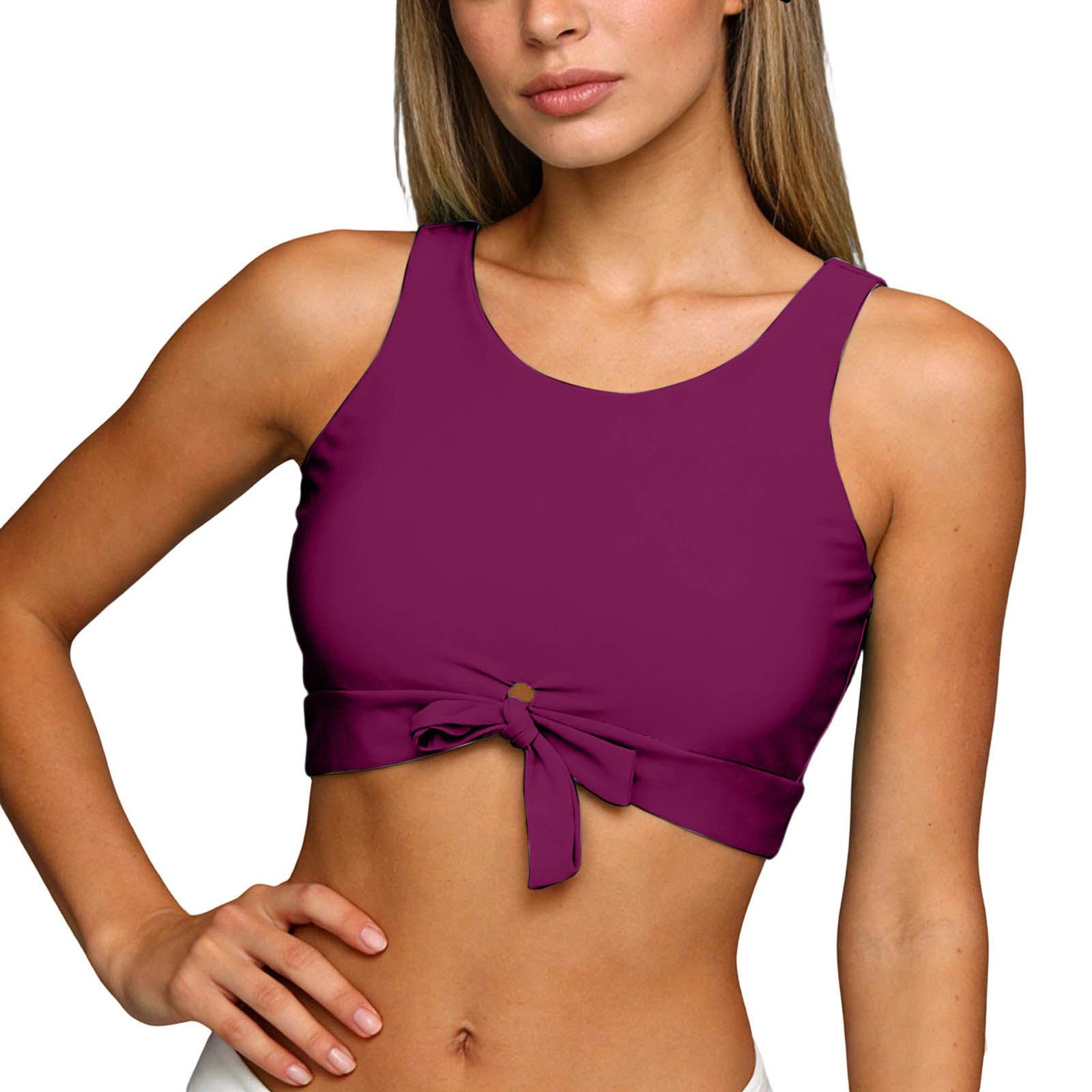 

1Pcs Women s full coverage bikini gathering swimsuit top sports bra swimsuit top 2XL фіолетовий