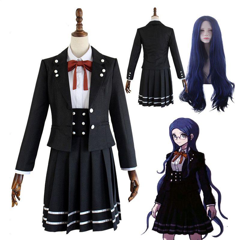 V3 Danganronpa Anime Shirogane Tsumugi Uniform Cosplay Costume Suit Jacket Wig