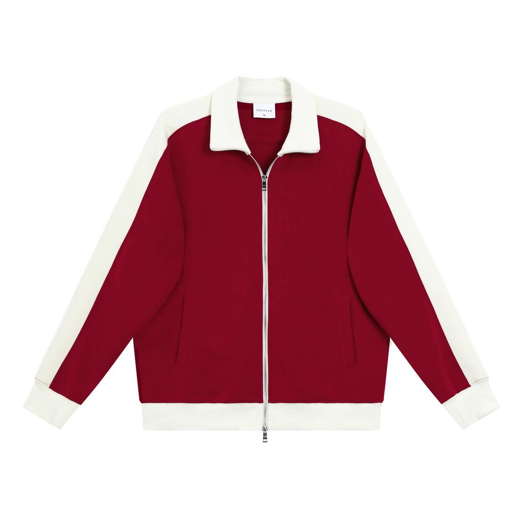 Sweat à capuche épais en polaire 380 g/m² pour homme Col montant Fermeture éclair double contrastée Cardigan Pull décontracté