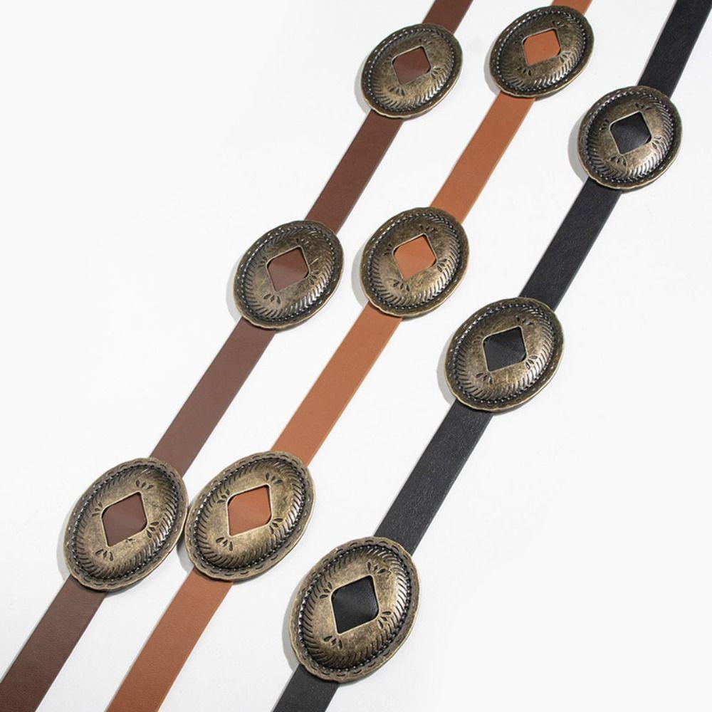 Thin Width Women's Belt Versatile Design Retro Black Belt Fashionable Fashion Belt Daily Wear