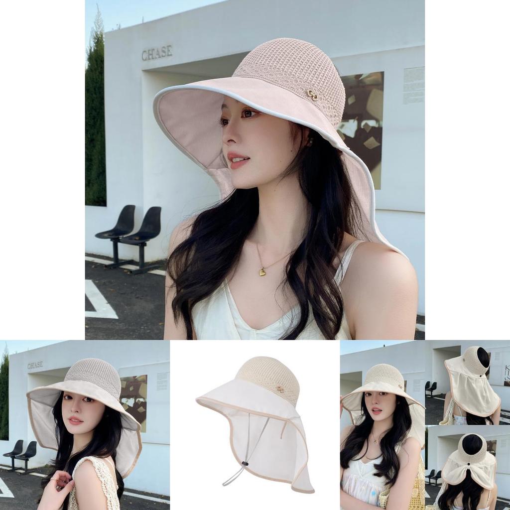 Polyester Wide Brim Sun Hat For Women Outdoor Uv Protection Summer Beach Travel