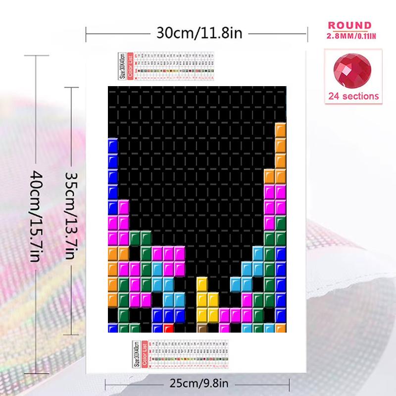 Tetris 100% Round Full Drill 5D DIY Diamond Painting Embroidery Cross Stitch Rhinestone Décor