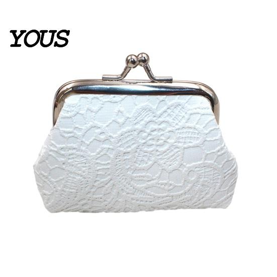 Palm-sized Wallet Embossed Lace Coin Purse, Kiss Lock Closure Pouch, Lightweight Holder Women Small Change Purse for Cash Coins Cards
