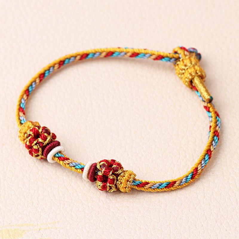 

Браслет из восьми нитей, окрашенный дуань, носимый 3D браслет-подвеска из чистого золота с бусинами удачи лулутун, женский браслет-шнурок с персиковым цветом Дуньхуан Dunhuang Feitian