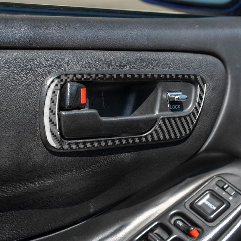 For Acura Integra 1994-2001 Real Carbon Fiber Stickers Door Switch Handle Panel Trim Cover Car Accessories Interior Decorative