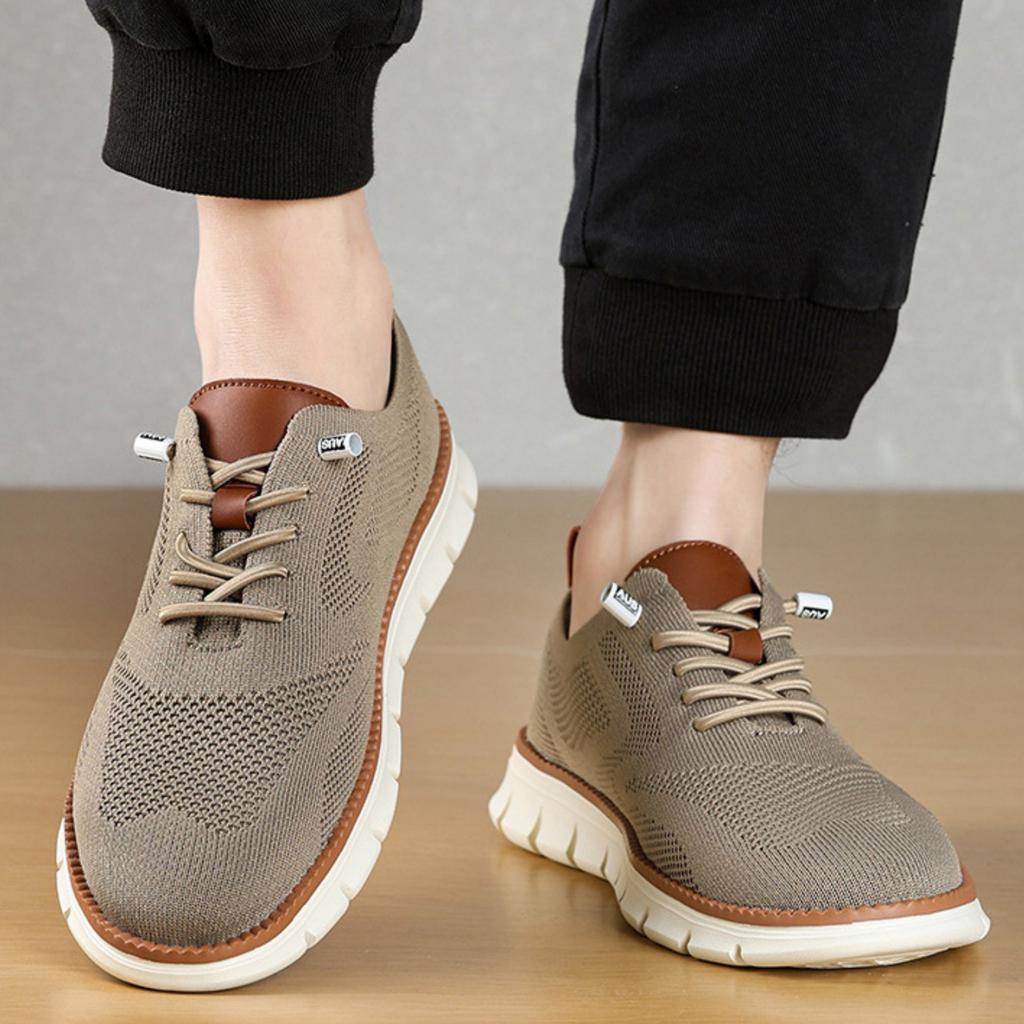 Men's Casual Knit Sneakers Lightweight Breathable Slip-On Athletic Shoes with Flexible Sole and Lace-Up Design for Everyday Wear