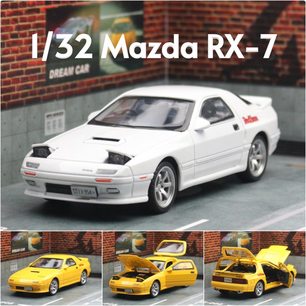 1/32 Mazda RX7 Initial D Miniature Diecast RX-7 Toy Car Model Sound & Light Doors Openable Collection Gift for Children Boy Kid