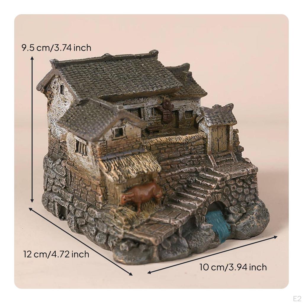 Looking Miniature House Ornament | HandPainted, with Tiled Roof, for serving tray