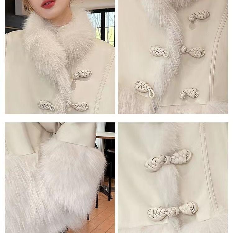 Elegante Damen Daunenjacke im chinesischen Stil mit weißen Entendaunen, Mantel und Pelz für Herbst und Winter