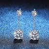 Elegant Sterling Silver S925 Diamond Stud Earrings with One Carat Zirconia Tassel and Four-Prong Design.