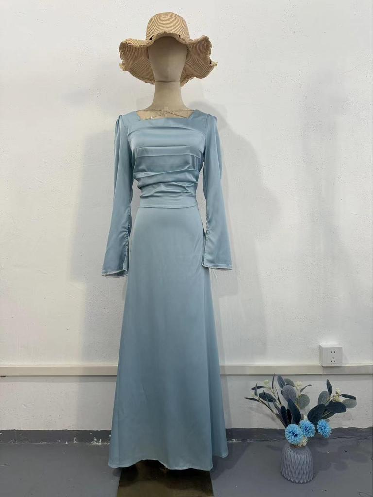 2024 Rhinestone Embellished Slim Fit Satin Dress with Woven Ribbon