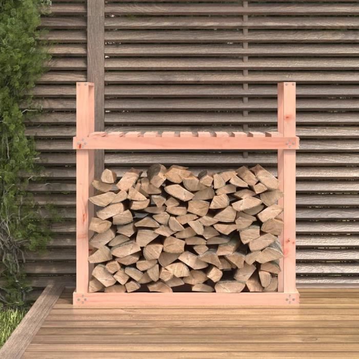 Support à bûches - Bois de douglas - 110x35x108,5 cm - Marron - Rangement extérieur - Mixte