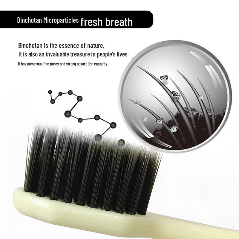 Sakiy Wide-Head Charcoal Soft Bristle Toothbrushes (10-Pack)