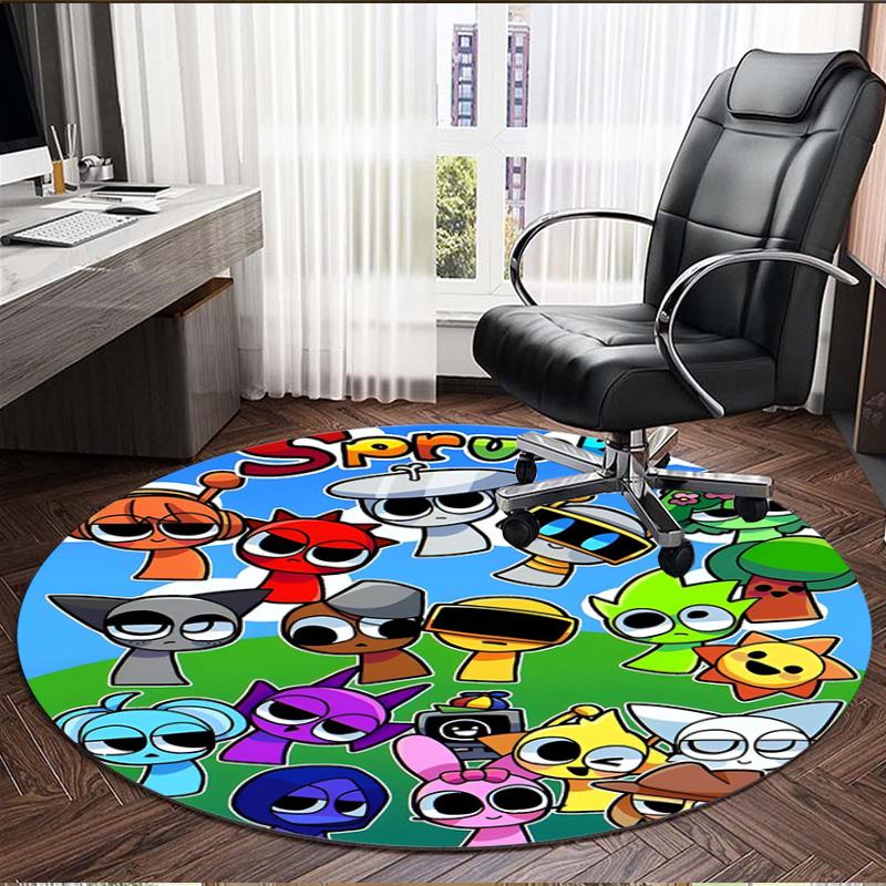 Sprunki Game Print Round Rug, Washable Floor Carpet, For Entryway Dorm Laundry Room Office Study, Home Decor Birthday Christmas Gift