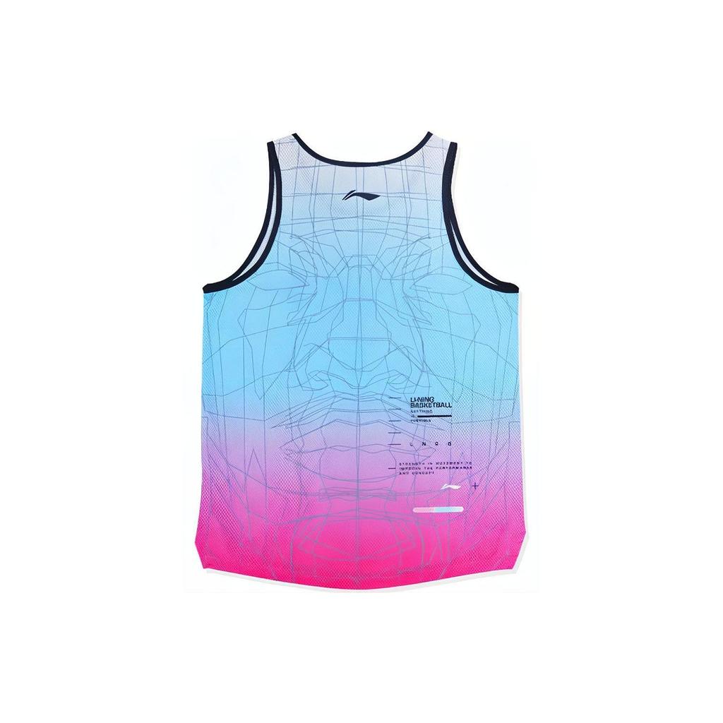 Li Ning Butler Series Gradient Pattern Printed Basketball Training Jersey Unisex Jerseys Blue AVSS019-2