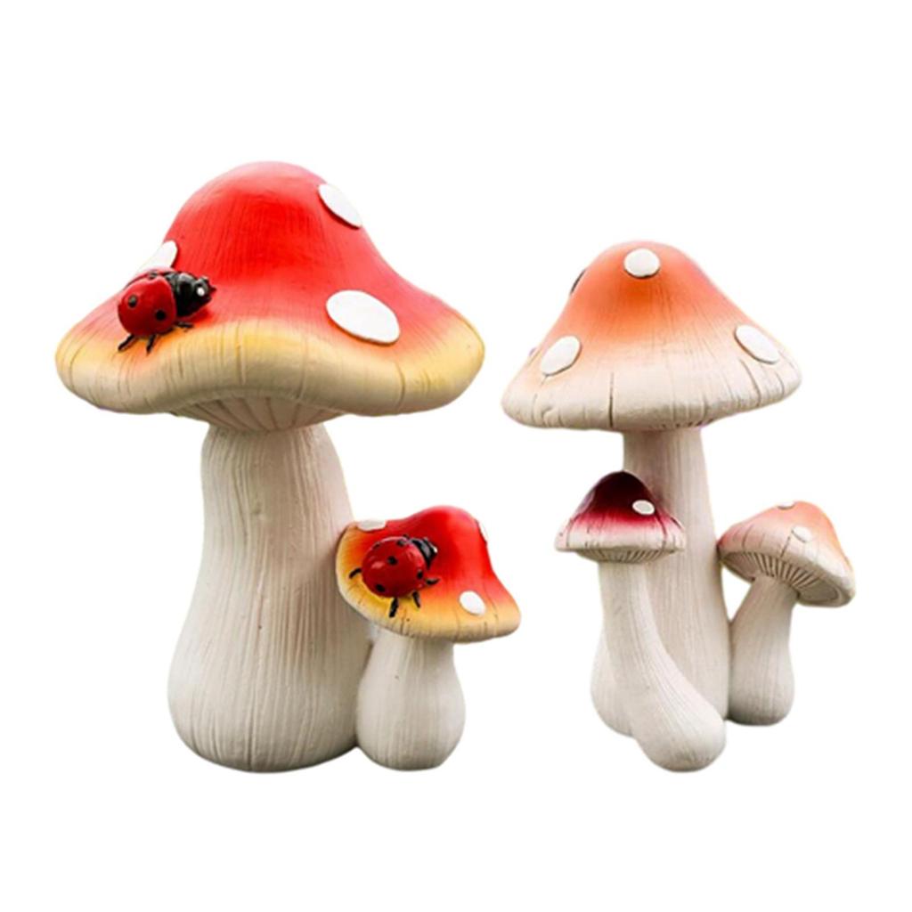 Simulation Garden Mushroom Statue Mushroom Figurines for Home Shelf Lawn