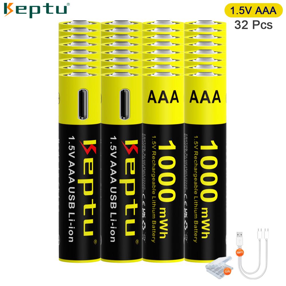 KEPTU 1000mWh 1.5V AAA Rechargeable Li-Ion Battery AAA 3A Bateria Batteries for Camera Toy Car Clocks Computer Motherboard