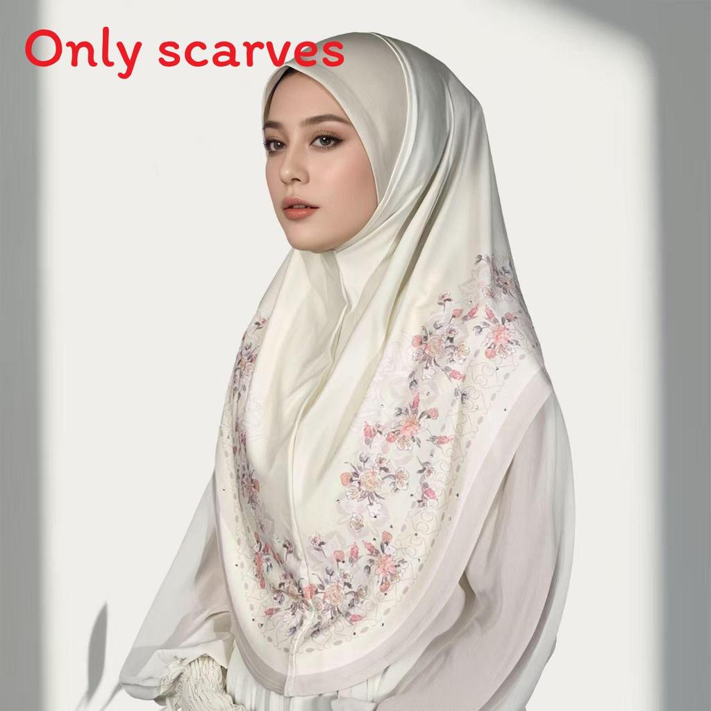 

Ethnic Headscarf With Flower Print Design For All Seasons In Polyester Fabric BeigeRedFlower