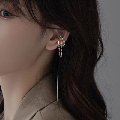 Manchet oorbellen ketting zonder piercing clip ontwerp eenvoudig stijlvol niet-allergeen comfortabel om te dragen faux parel oorbeenclip