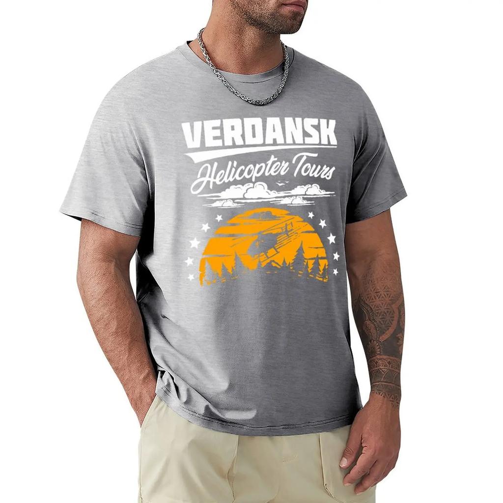 Men COD Black Ops Cold War Adventure Games Black T-Shirt Warzone Verdansk Helicopter Tours Classic Pure Cotton Tees Harajuku ...